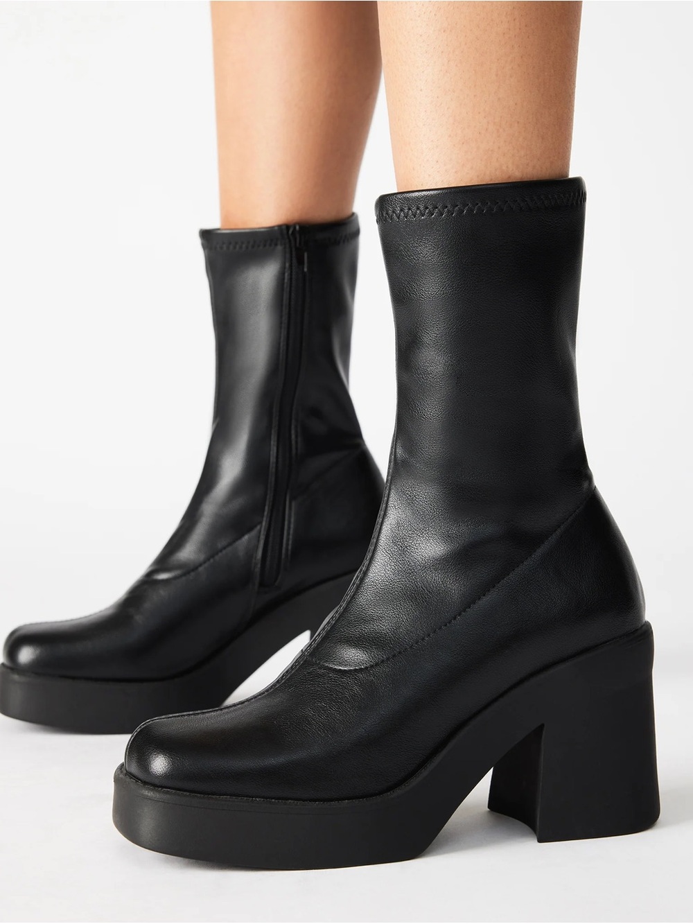 Steve Madden Klayton Black Women's Black Platform Block Heel Ankle Boots